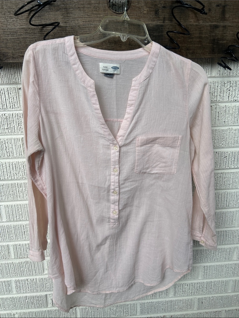 Old Navy Light Pink Henley Tunic with Chest Pocket